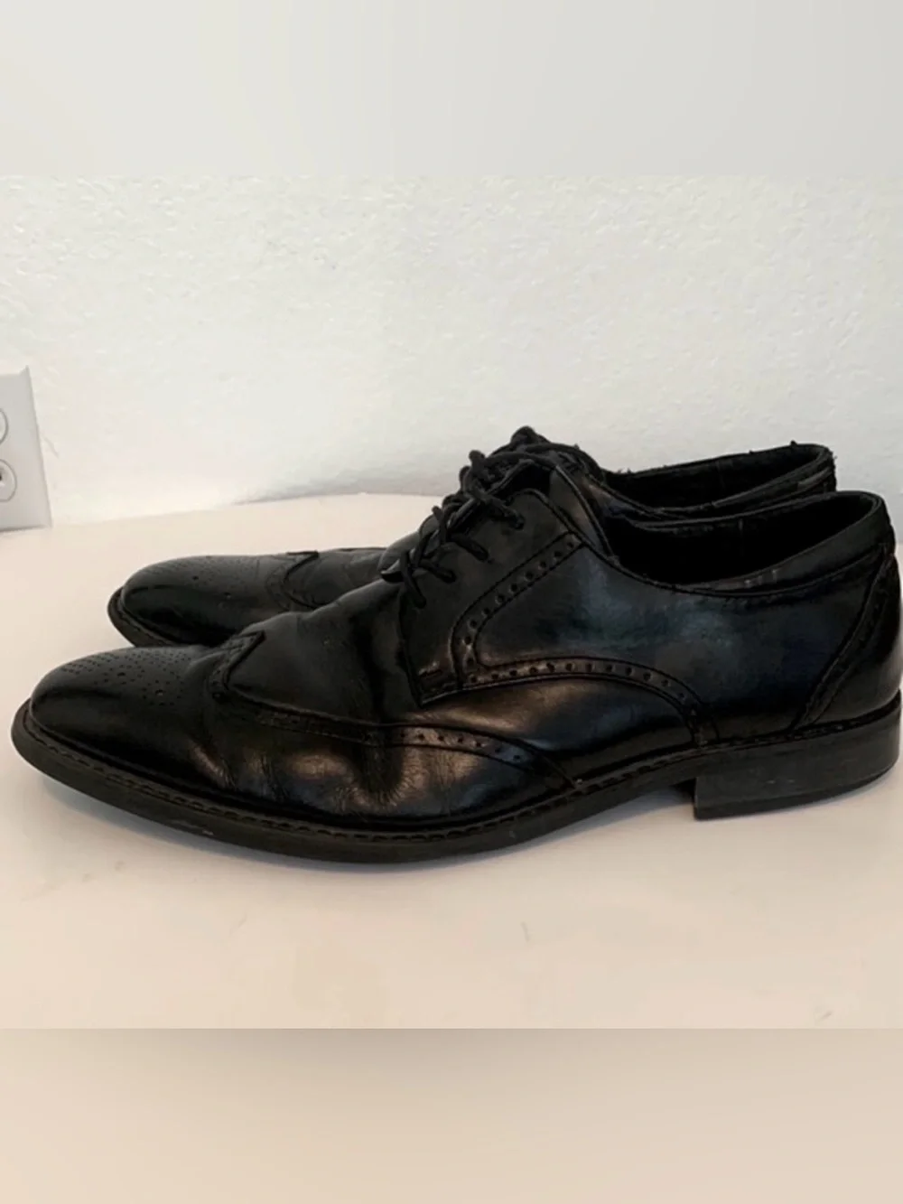 JOSEPH ABBOUD MENS DRESS SHOES BLACK LEATHER LACE UP 13D